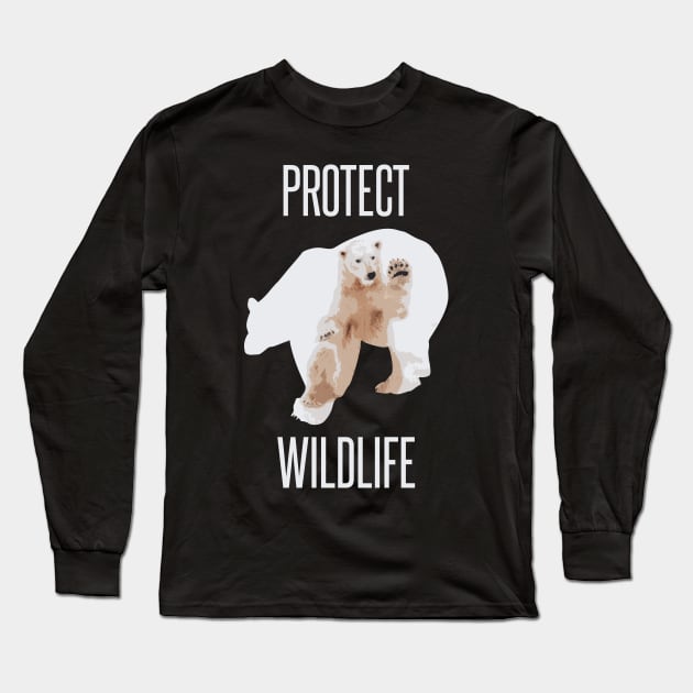 Protect wildlife - polar bear design Long Sleeve T-Shirt by Protect friends